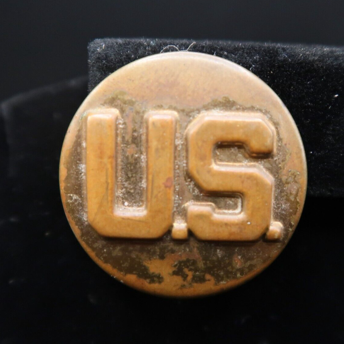 Vintage Brass US Army Uniform US Lapel Pin Hollow Back Militaria
