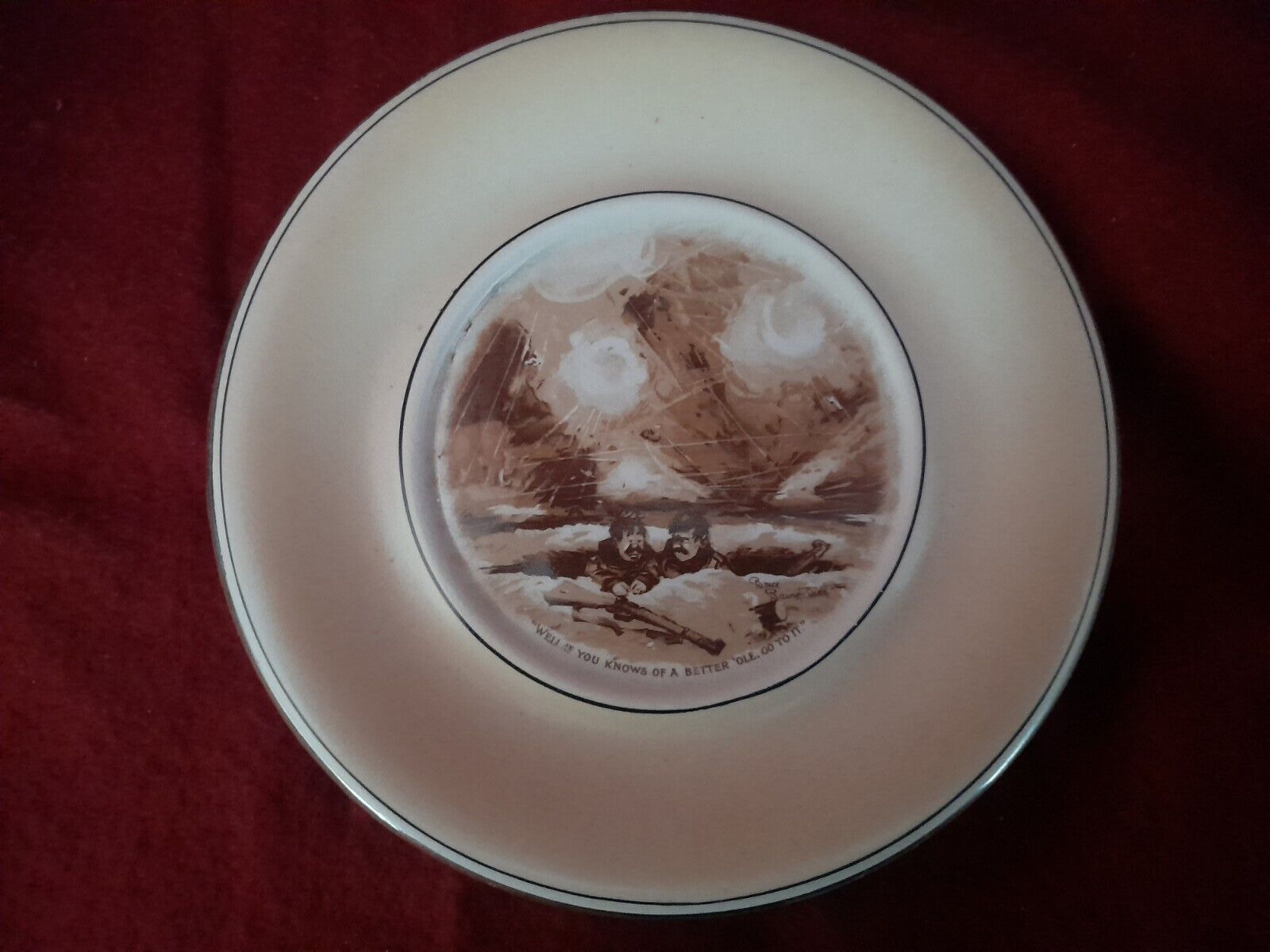 WW1 Bruce Bairnsfather Grimwade Plate Well if you Knows of a better Ole go to it