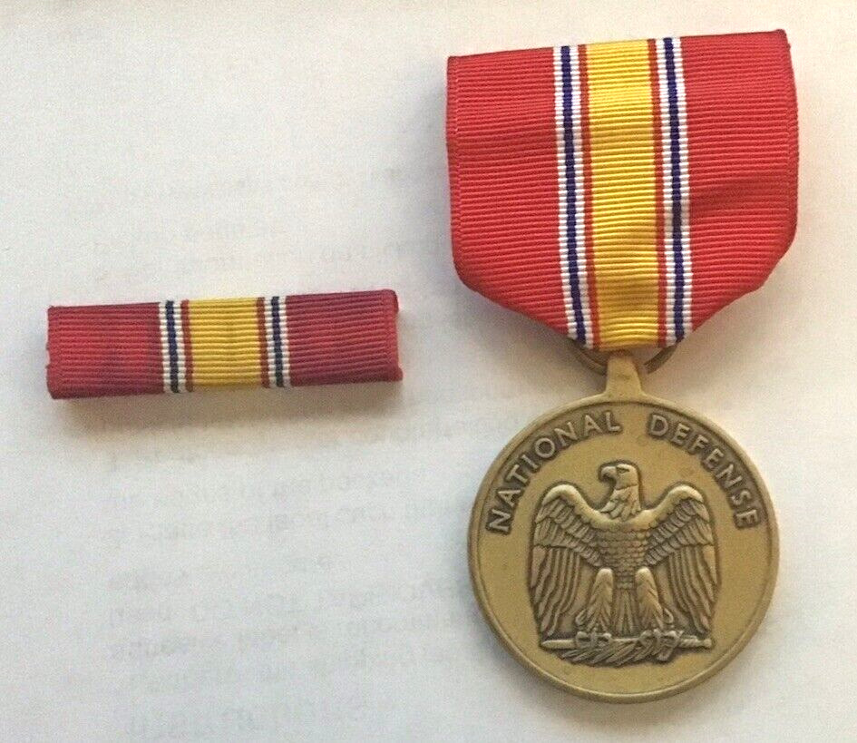 WWII National Defense Service Medal W/Ribbon Bar