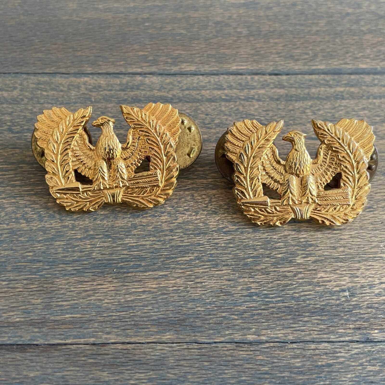 Pair of Vintage US Army  Warrant Officer Brass Eagle Insignia - Unmarked (W5)