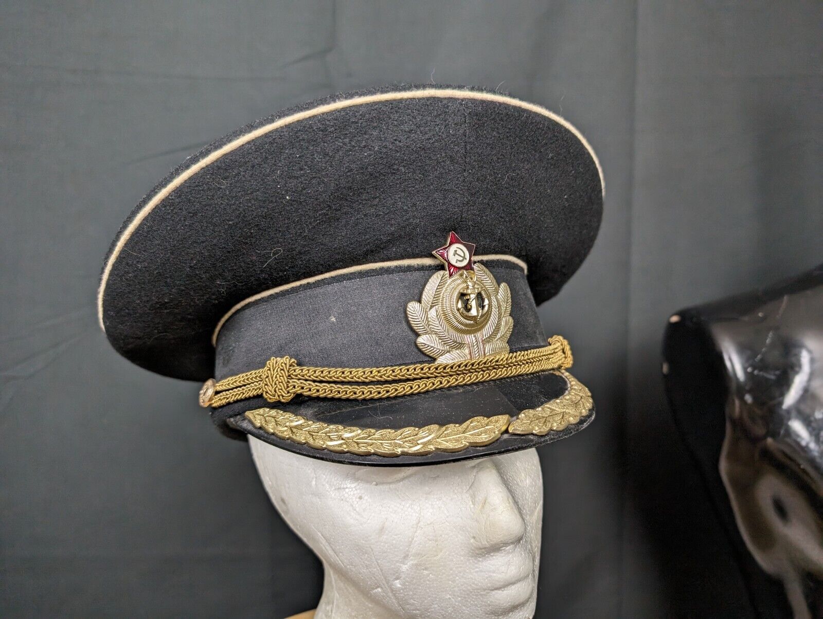 Soviet Navy Officer Visor Cap SIZE 57 Military Vintage USSR Hat