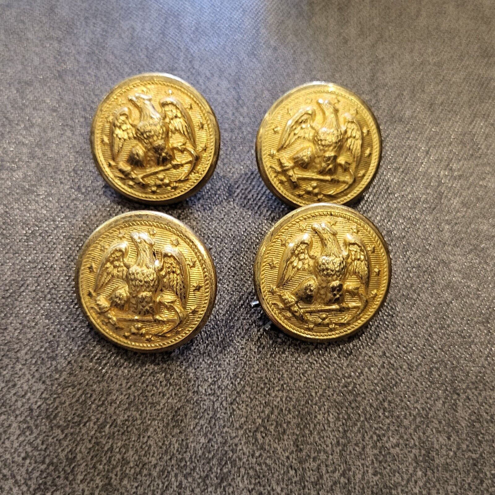 Vintage Brass US Navy Waterbury Button Company Uniform Buttons (4) Measures 7/8\