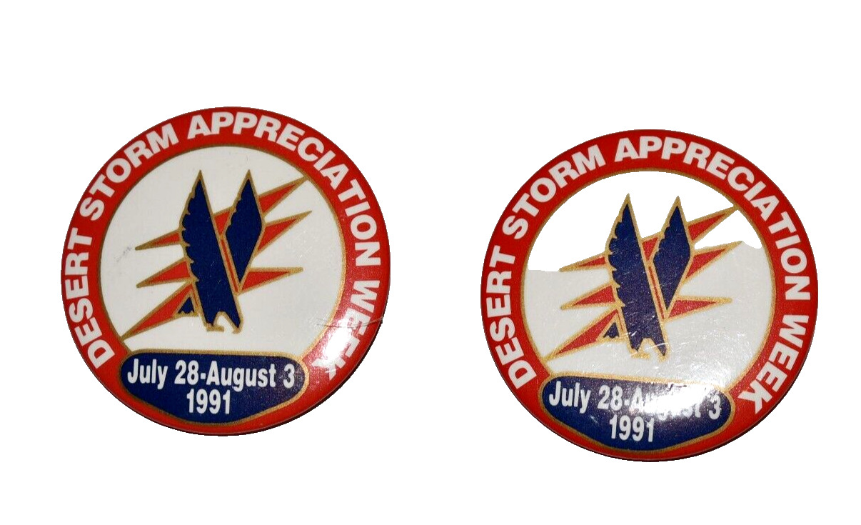 Desert Storm Appreciation Week 1991 Badge Pins Lot of 2 Vintage