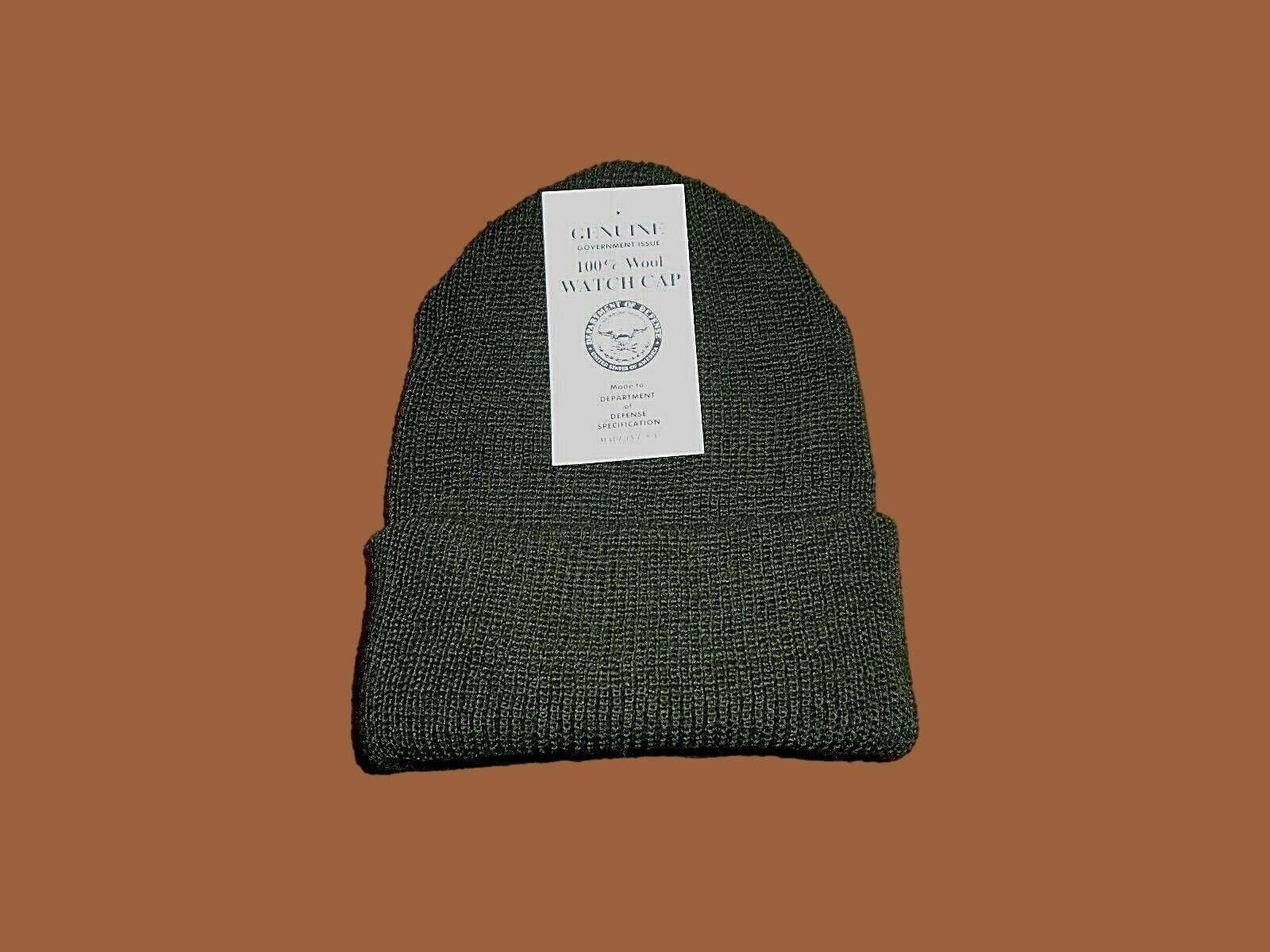 NEW GENUINE MILITARY ISSUE 100% WOOL GREEN WATCH CAP COLD WEATHER HAT U.S.A MADE