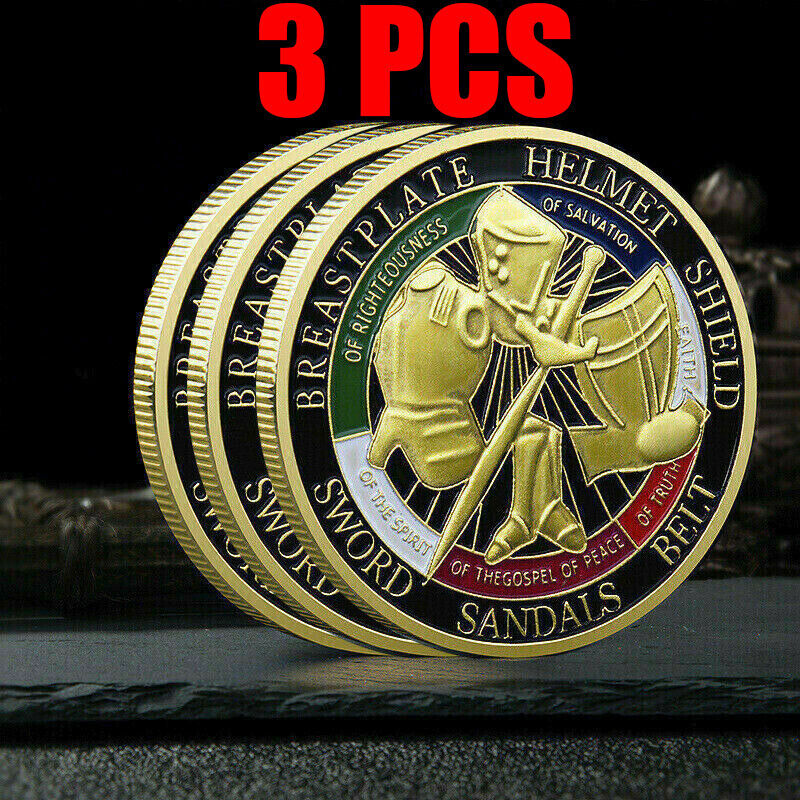 3 x Put on the Whole Armor of God Commemorative Collection Challenge Coins Gift