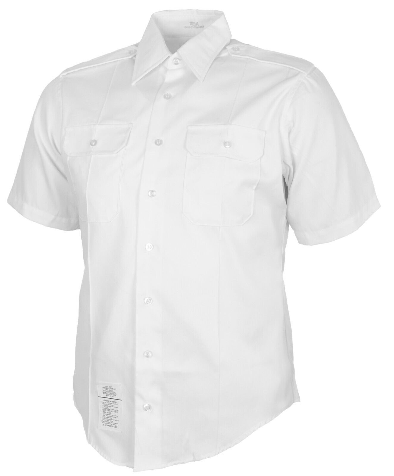US Army ASU White Dress Shirt Short Sleeve Uniform Shirt 16.5 US Size Large
