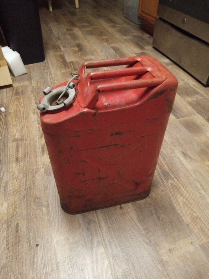 Vintage Military 5 Gallon Jerry Can Red