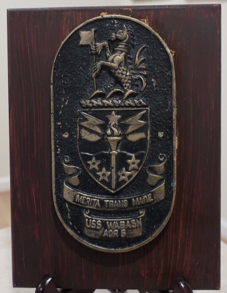 USS WabashAOR 5 Ship's Wood & Brass Plaque