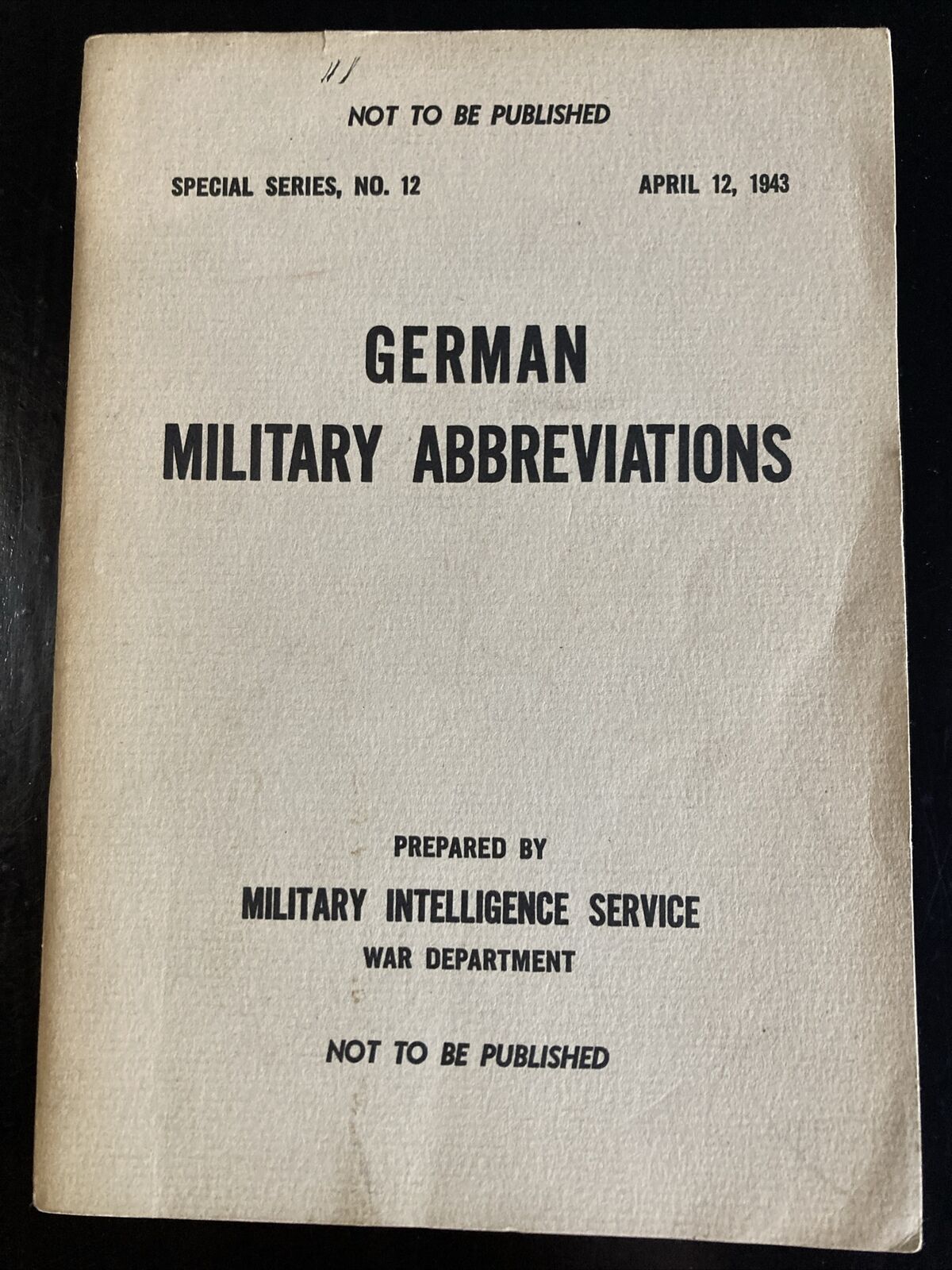 German Military Abbreviations April 1943 Military Intelligence Service