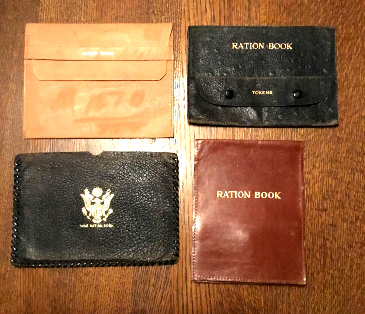 Lot of 4 WW2 Leather War Bonds & Ration BOND Book Leather Holders US Homefront