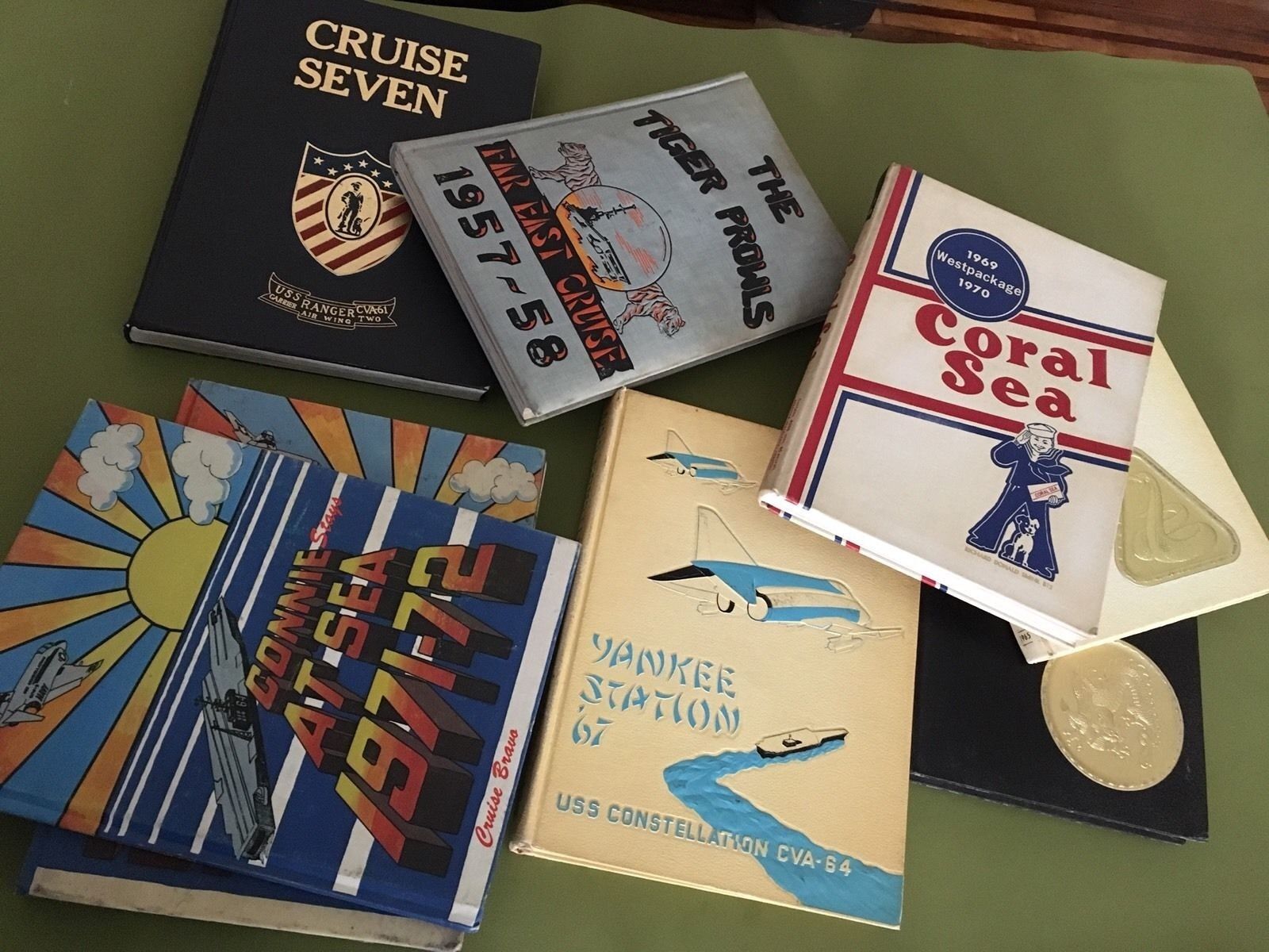 NAVY AIRCRAFT CARRIER CRUISE SET 50 BOOKS 50S-70S CONSTELLATION RANGER yearbooks