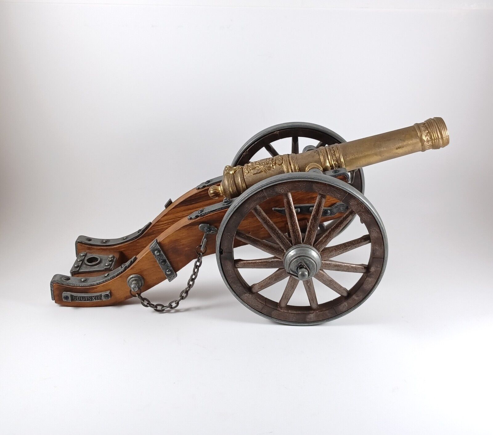 Louis XIV Field Cannon Model, Wood & Brass Barrel, 11.75\