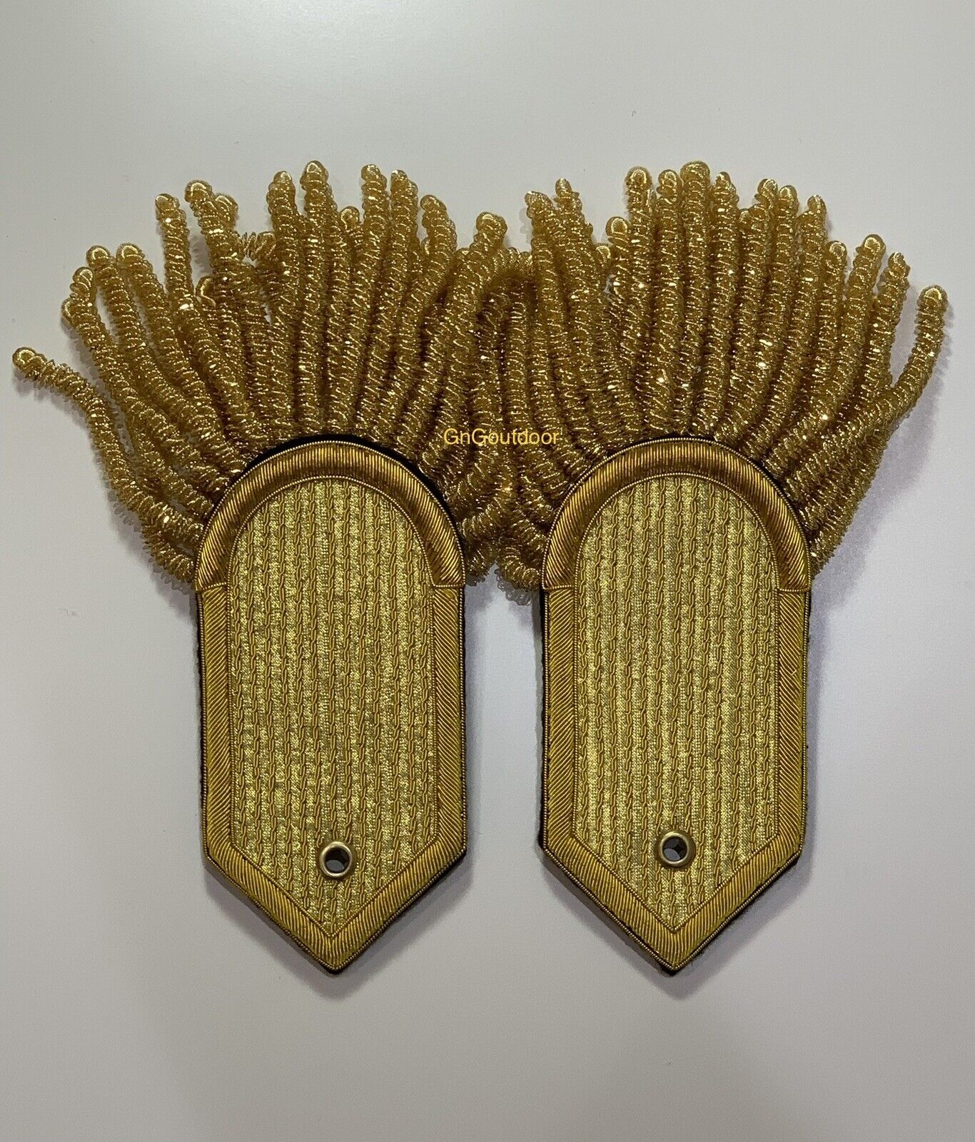 Gold Bullion Shoulder Epaulettes With Heavy Fringe Embroidered Shoulder Board