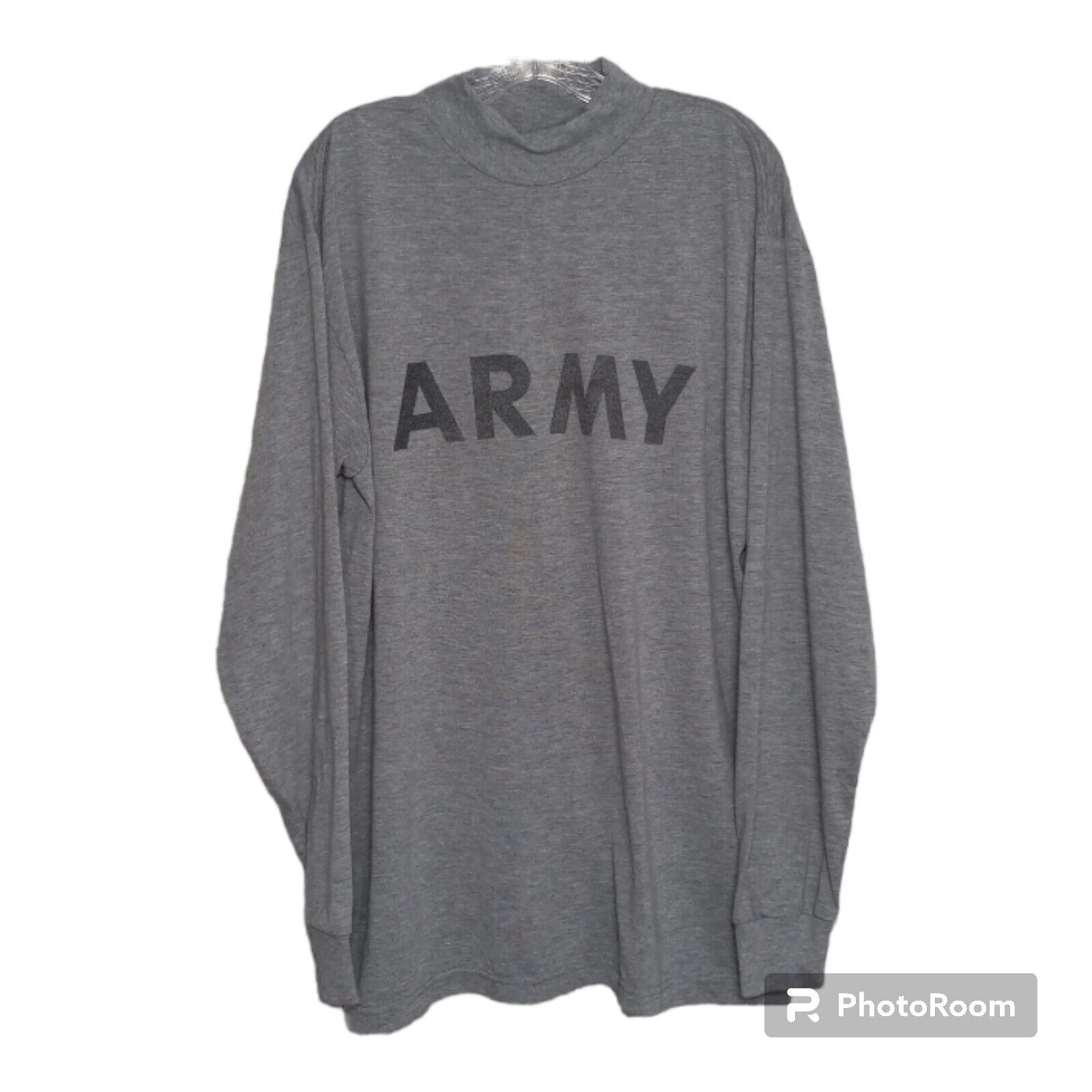 US Army Shirt Men's Lg Improved Physical Fitness Uniform IPFU Gray Mockneck Work