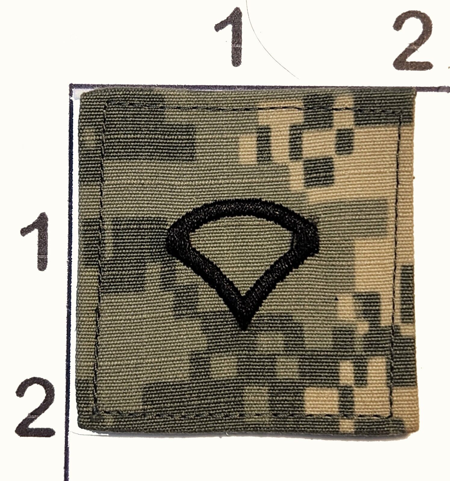 United States Army Private 1st Class Embroidered Rank Patch Hook Loop Camoflauge