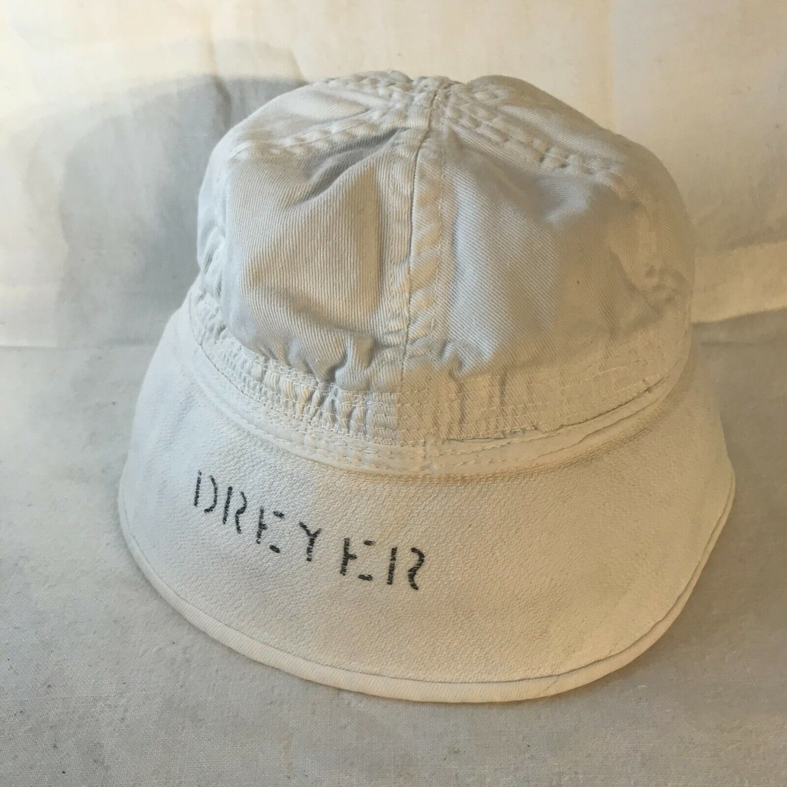 Vintage White US Navy Dixie Sailor Bucket Hat Cap Military Retro Fitted Cotton
