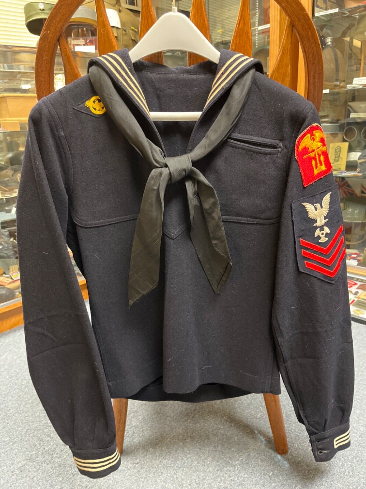 US Navy, World War II Blue Sailors Uniform Smock with Amphibious Assault Patch