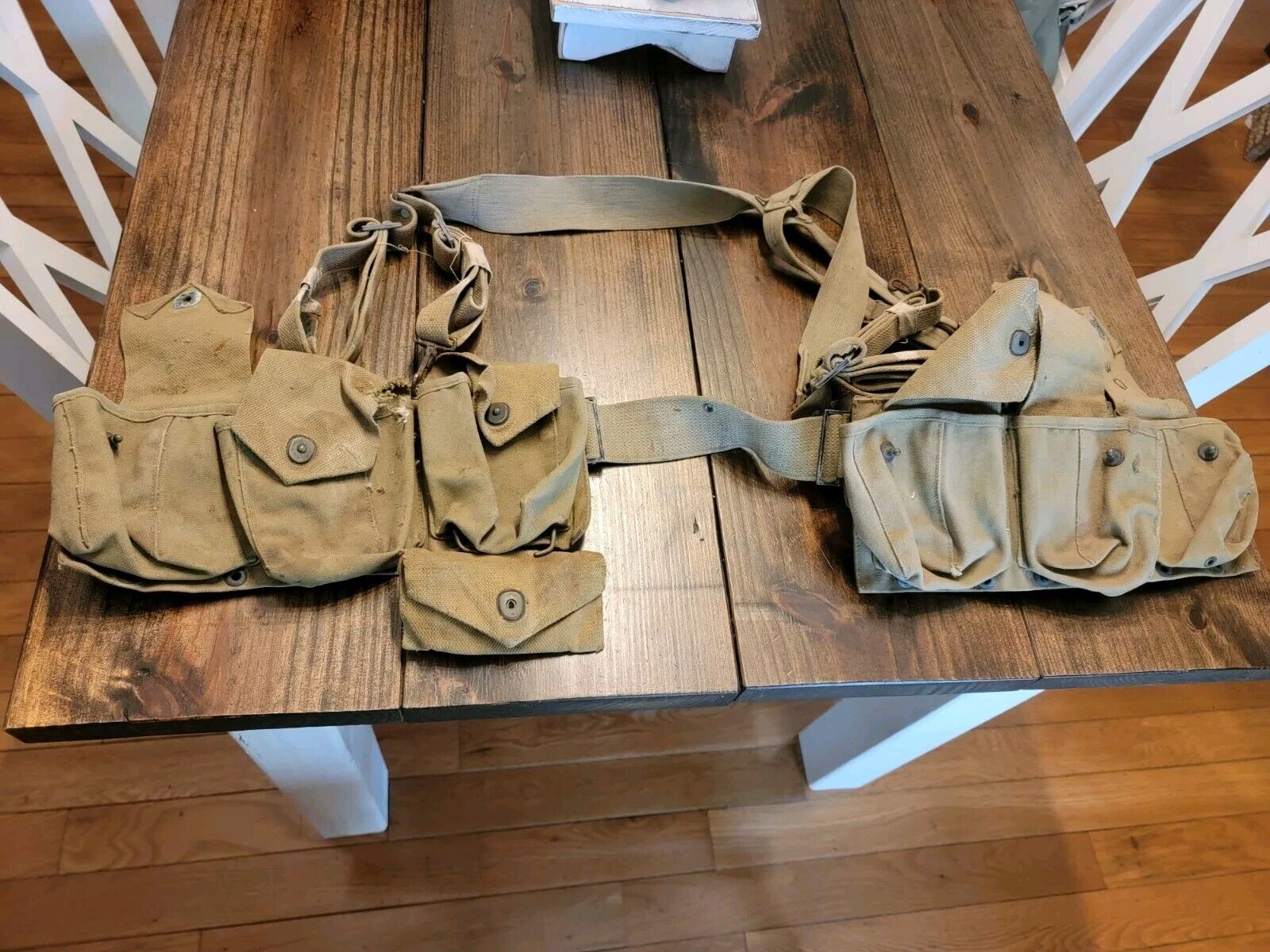 WW2 WWII Army M1937 BAR Ammo Pouch Belt D.M. Shoe Co. 1942 suspenders 