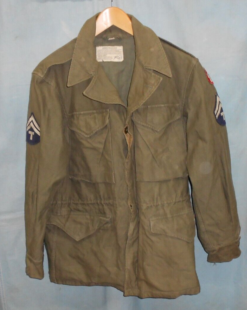 WW2 USGI M-1943 Field Jacket 36R w/patches Original 