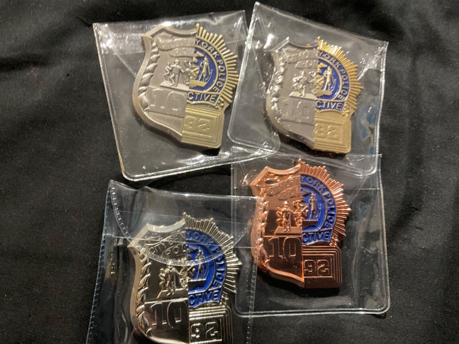 NYPD set of 4 CHROME 18TH MONTHS TO GOLD PATH DETECTIVE PATH CHALLENGE COIN