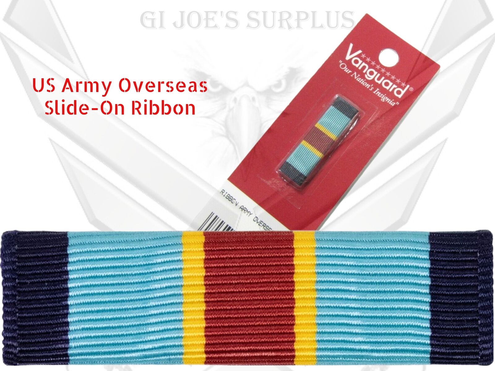Authentic Military Full Size Army Overseas Medal **Ribbon Only** 1H4