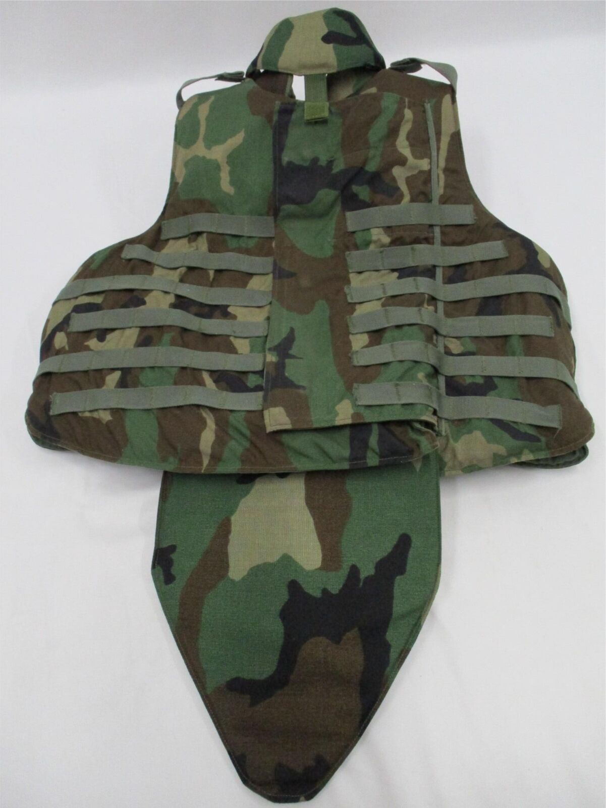 WOODLAND CAMOUFLAGE BODY ARMOR PLATE CARRIER BDU MADE W/KEVLAR INSERTS LGE VEST