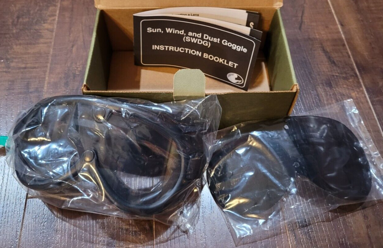 Military Goggles, Sun, Wind, & Dust 8465-01-328-8268 In Box with Ballistic Lens.