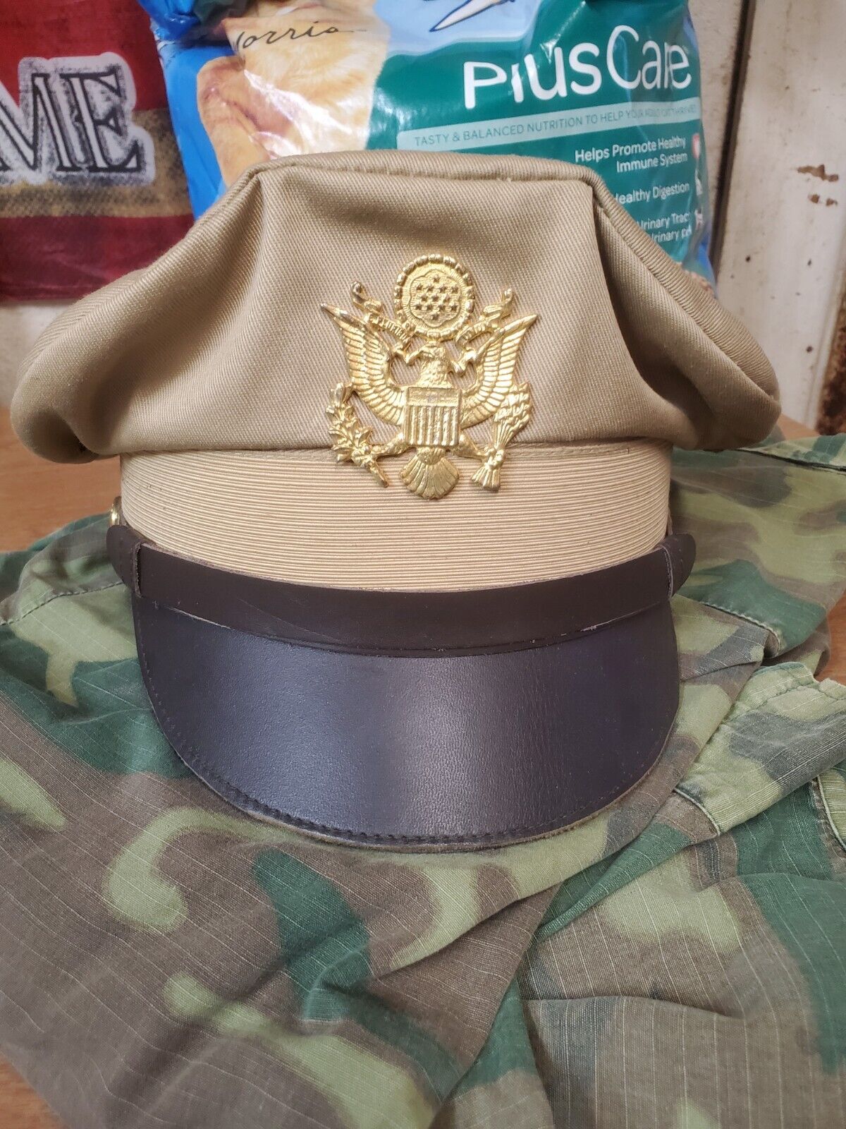 WW2 USAAF KHAKI OFFICERS CRUSHER CAP HAT