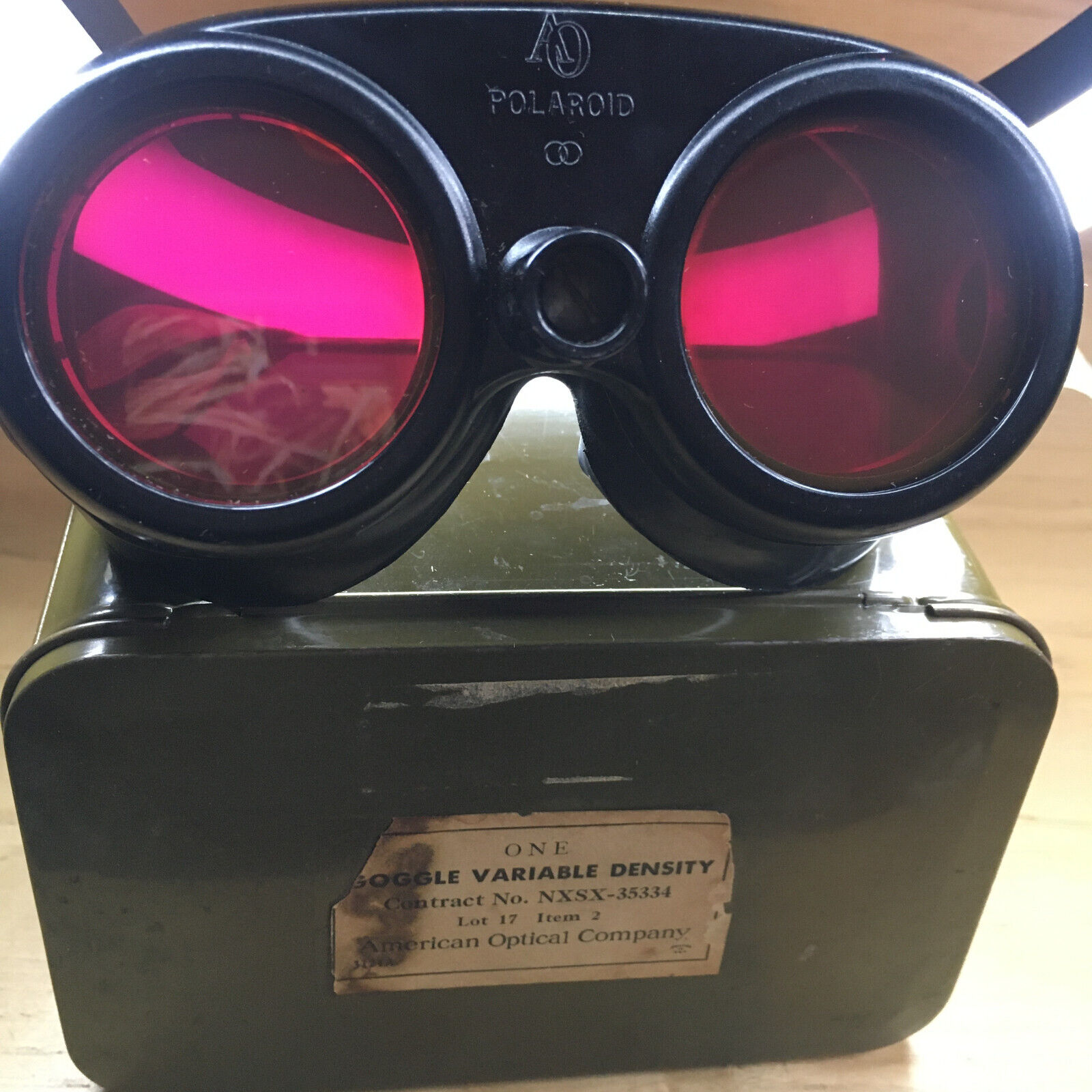 WWII Variable Density Goggles American Optical Company Vintage Polaroid READ DES