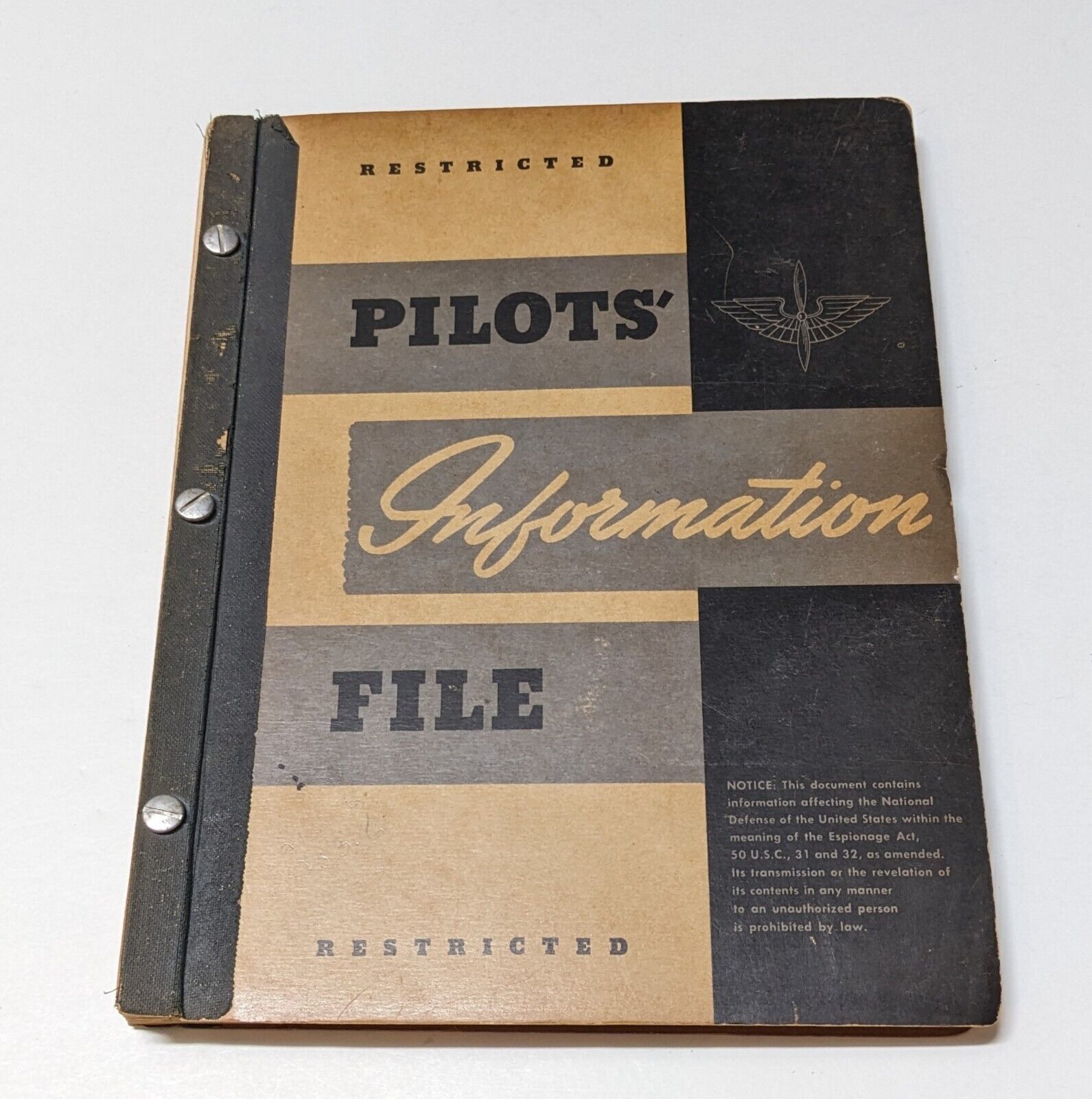 Restricted Pilots Information File Army Air Force Book  w/ Aug. 1945 Updates