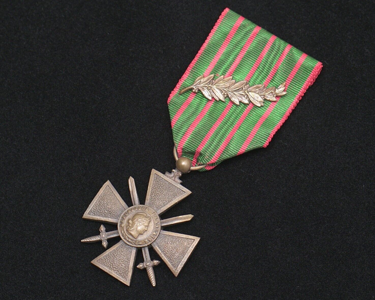 WWI 1918 French Croix de Guerre with Palm Citation on original Ribbon