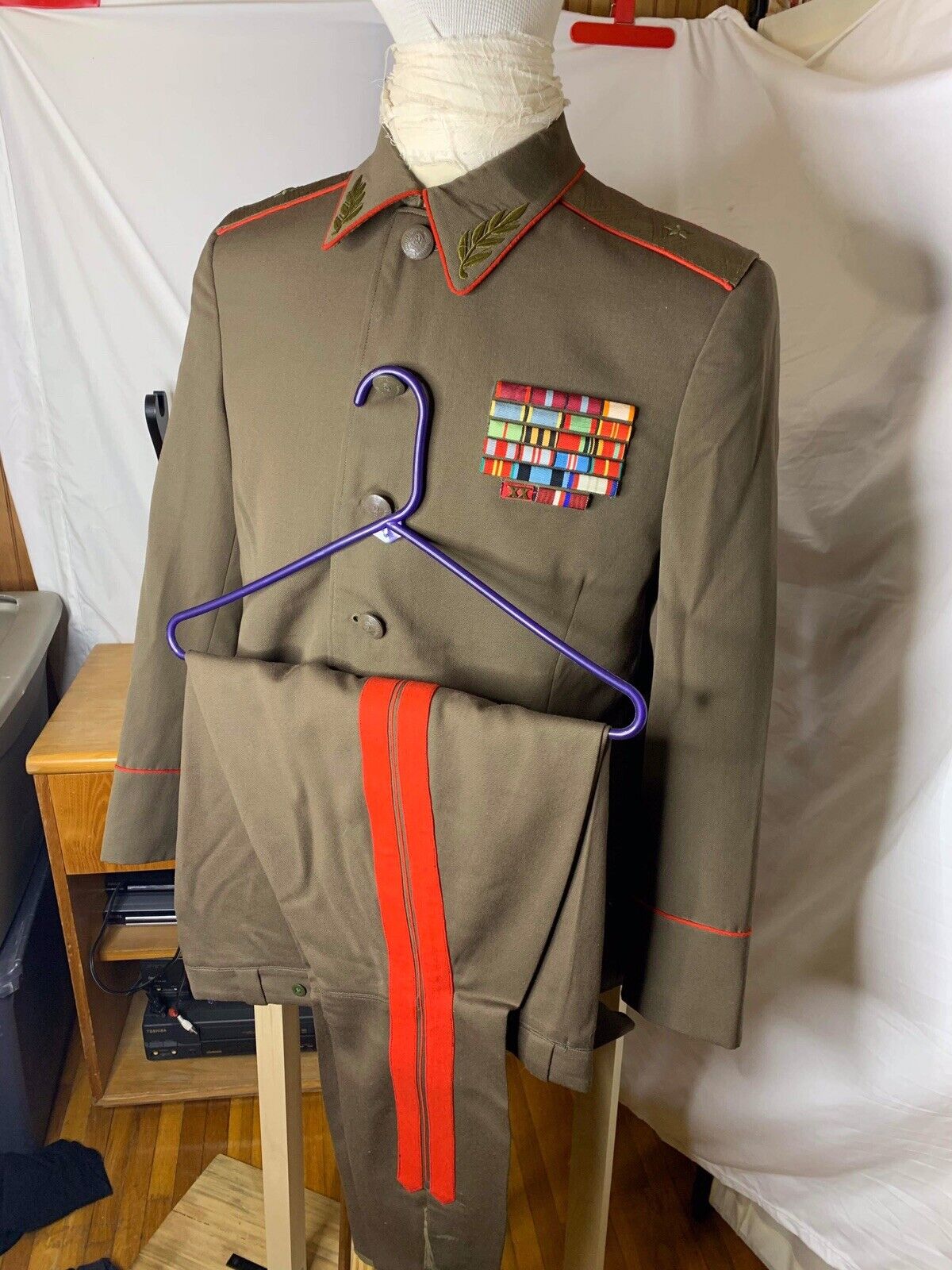 Vintage Soviet Russian Major General Uniform Tunic Trousers 1970s