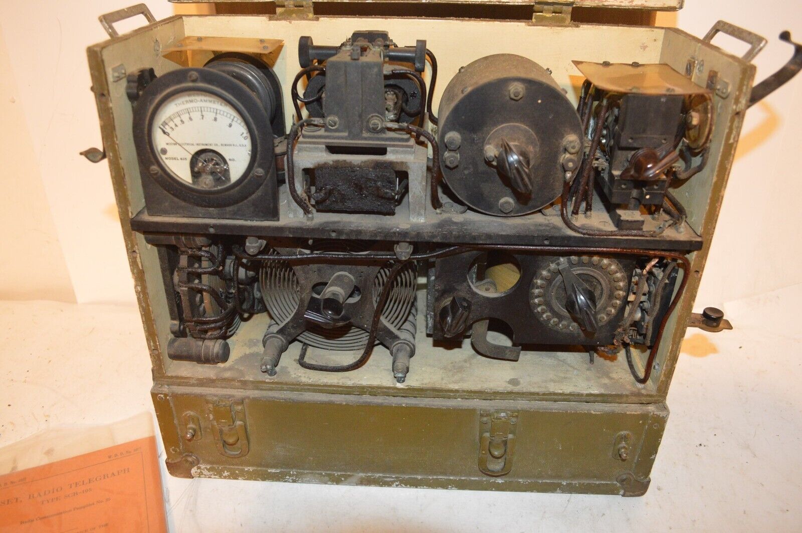 RARE 1921 SCR-105 RADIO TELEGRAPH SET BC-53A SPARK TRANSMITTER AND CRYSTAL RADIO
