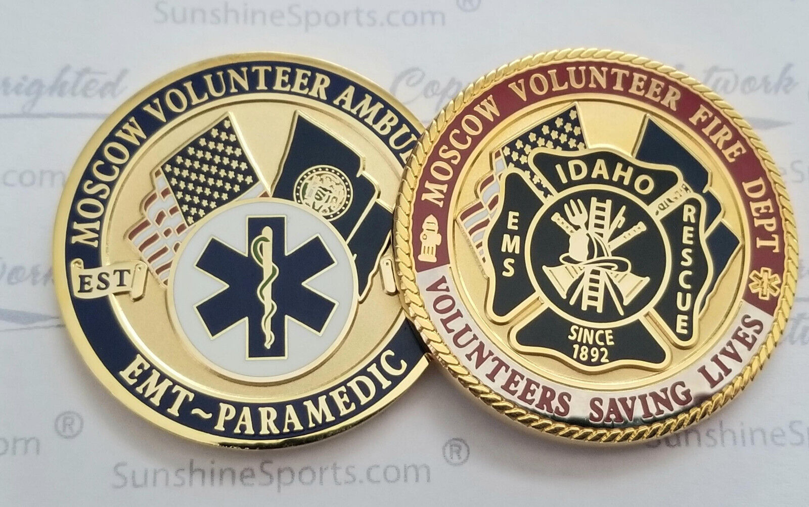 Moscow Fire Depart challenge coin, EMS coin 1.75 new Paramedic Challenge coin