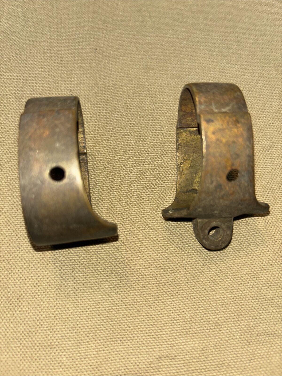 Original Brass Dutch Musket Barrel Bands Lower And Middle Crown Stamp