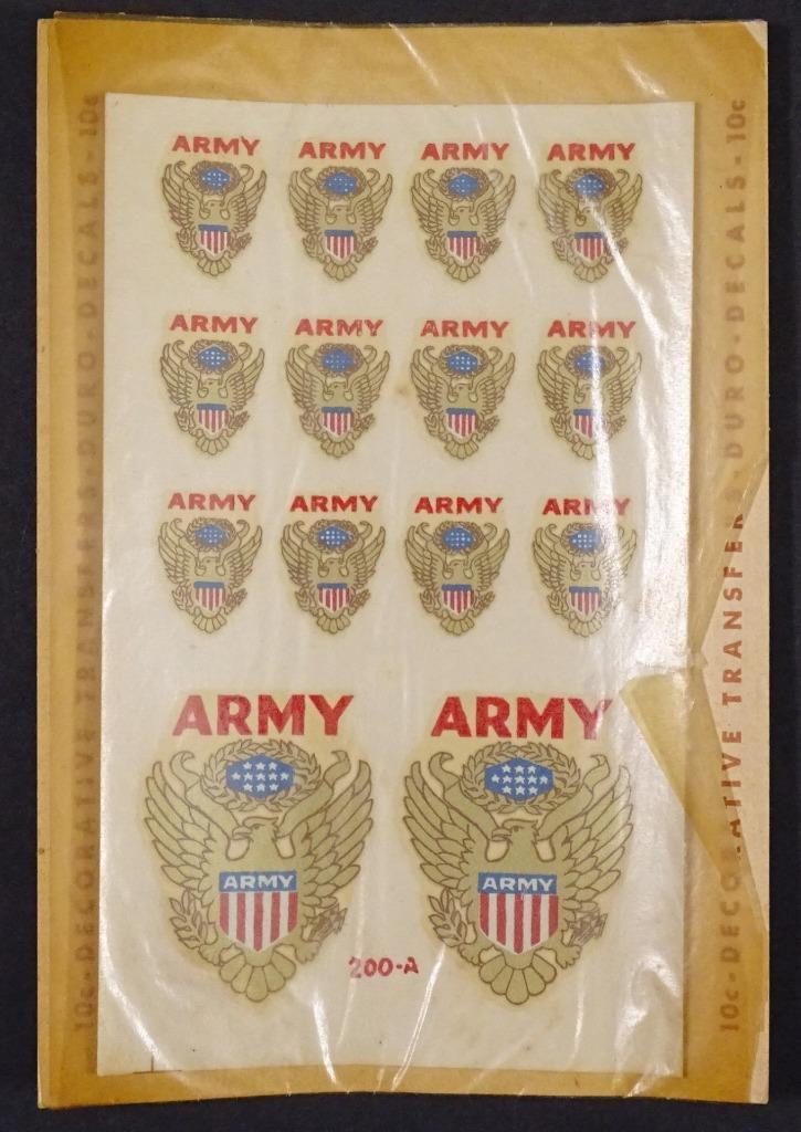 Vintage Army Insignia Duro Water Decals with Original Glassine Sleeve B6S1
