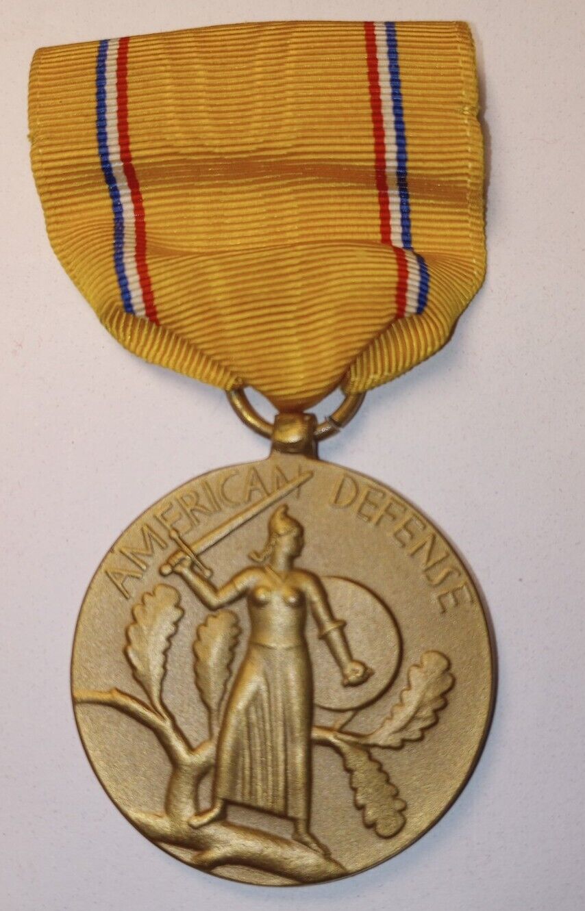 WW2, US Military American Defense Full Size Medal with Ribbon
