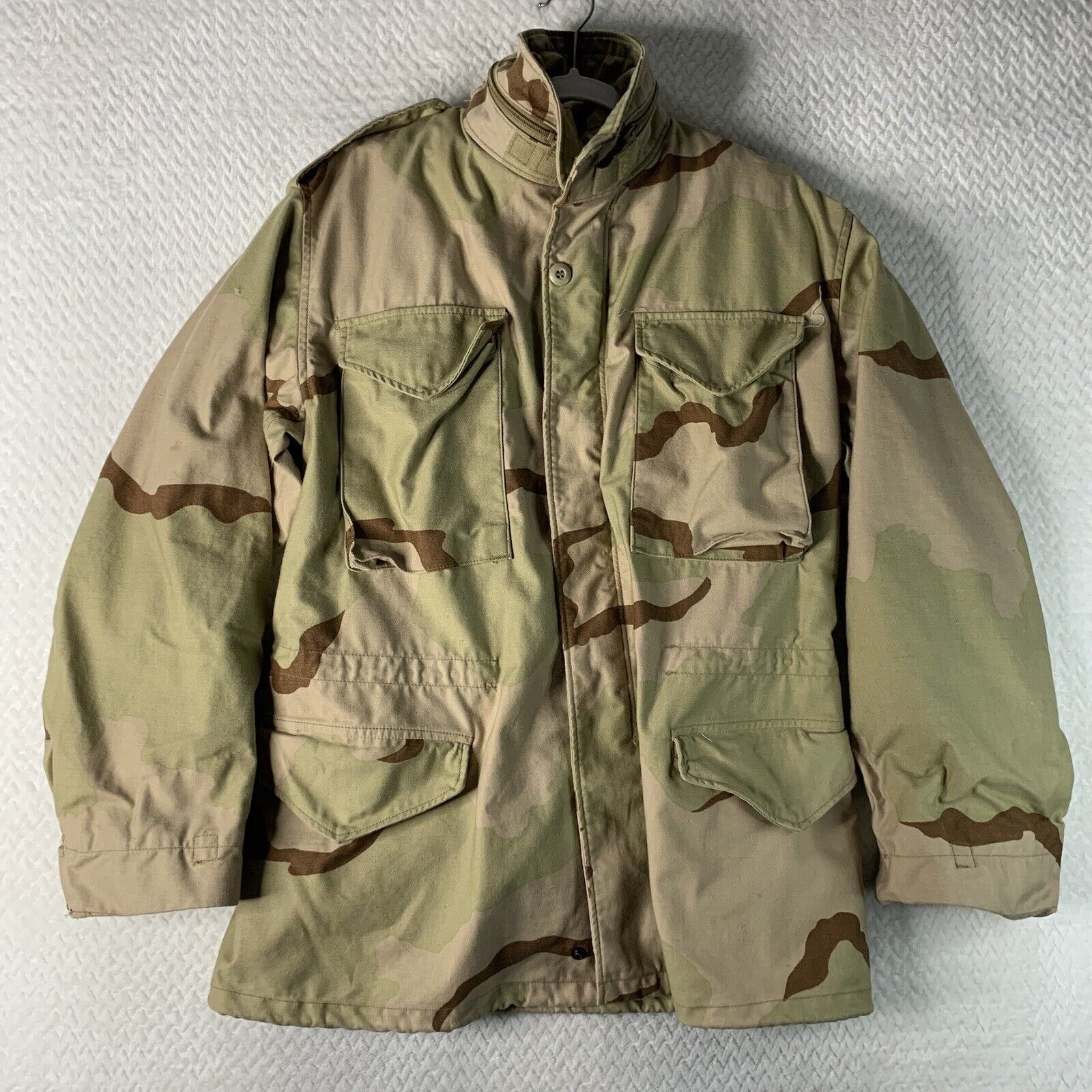 Vtg Military M65 Cold Weather Field Coat Small Regular Desert Camo 3 Way Hooded