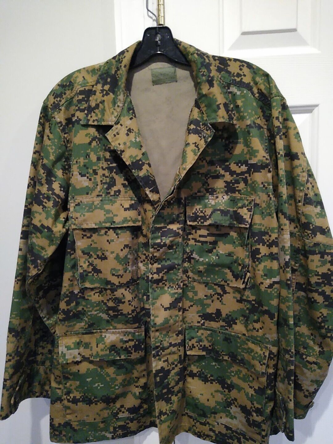 Camouflage Jacket  Mens  L Marpat Digital Woodland Print Button Up Coat Shirt