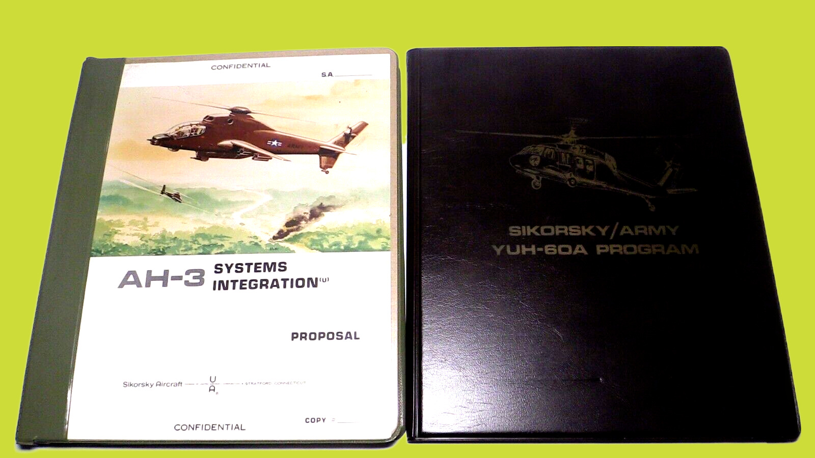 Lot of 2 Vtg. Sikorsky Aircraft military books -AH-3 Systems Integration YUH-60A