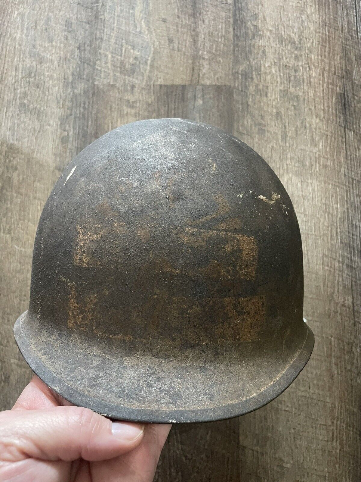 WW2 M1 Helmet With Liner Tactical Markings Rare Navy? Follow Me Officer Stripe