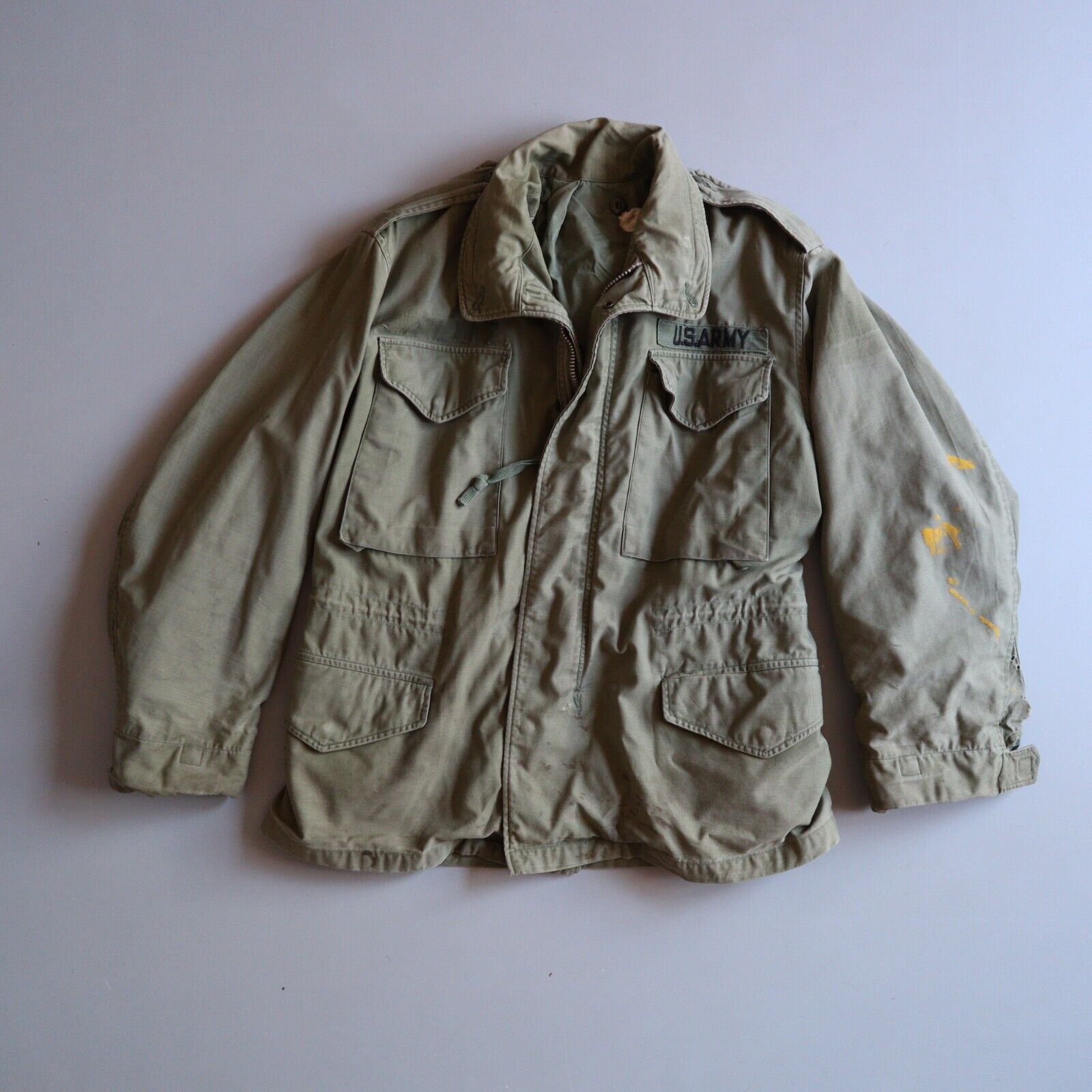 VINTAGE ARMY Green M65 FIELD JACKET Coat SIZE SMALL SHORT US Military Thrashed