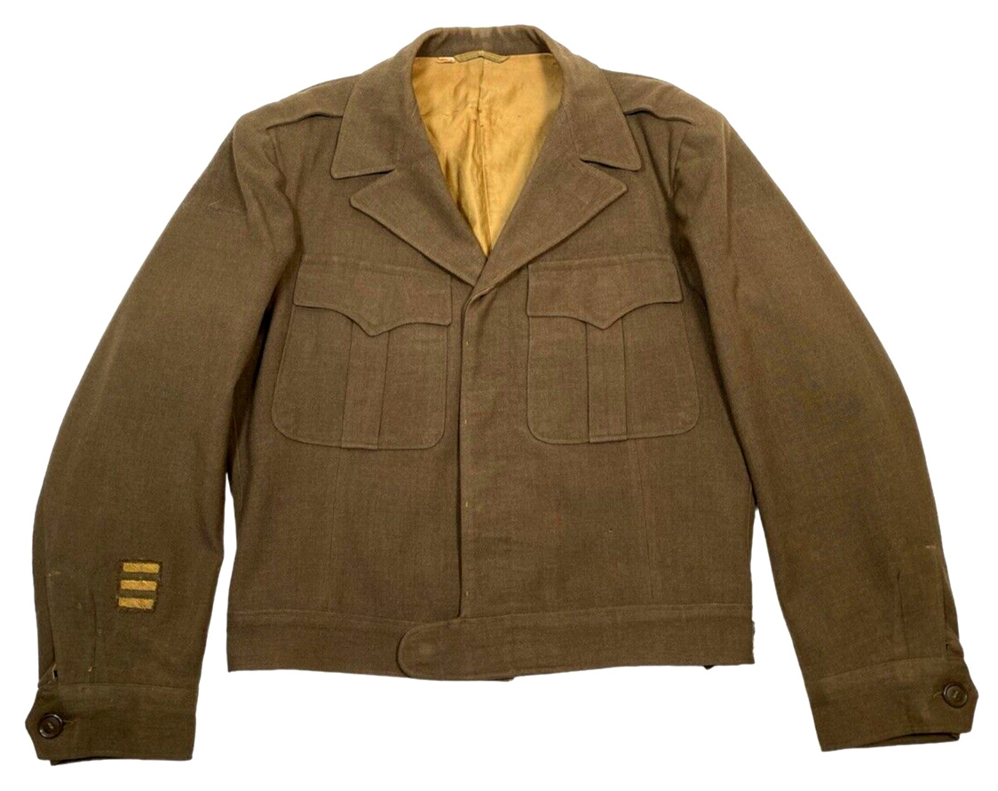 WWII Vintage 1944 U.S Military OD Green Wool Ike Field Jacket sz 40R Eisner Co.