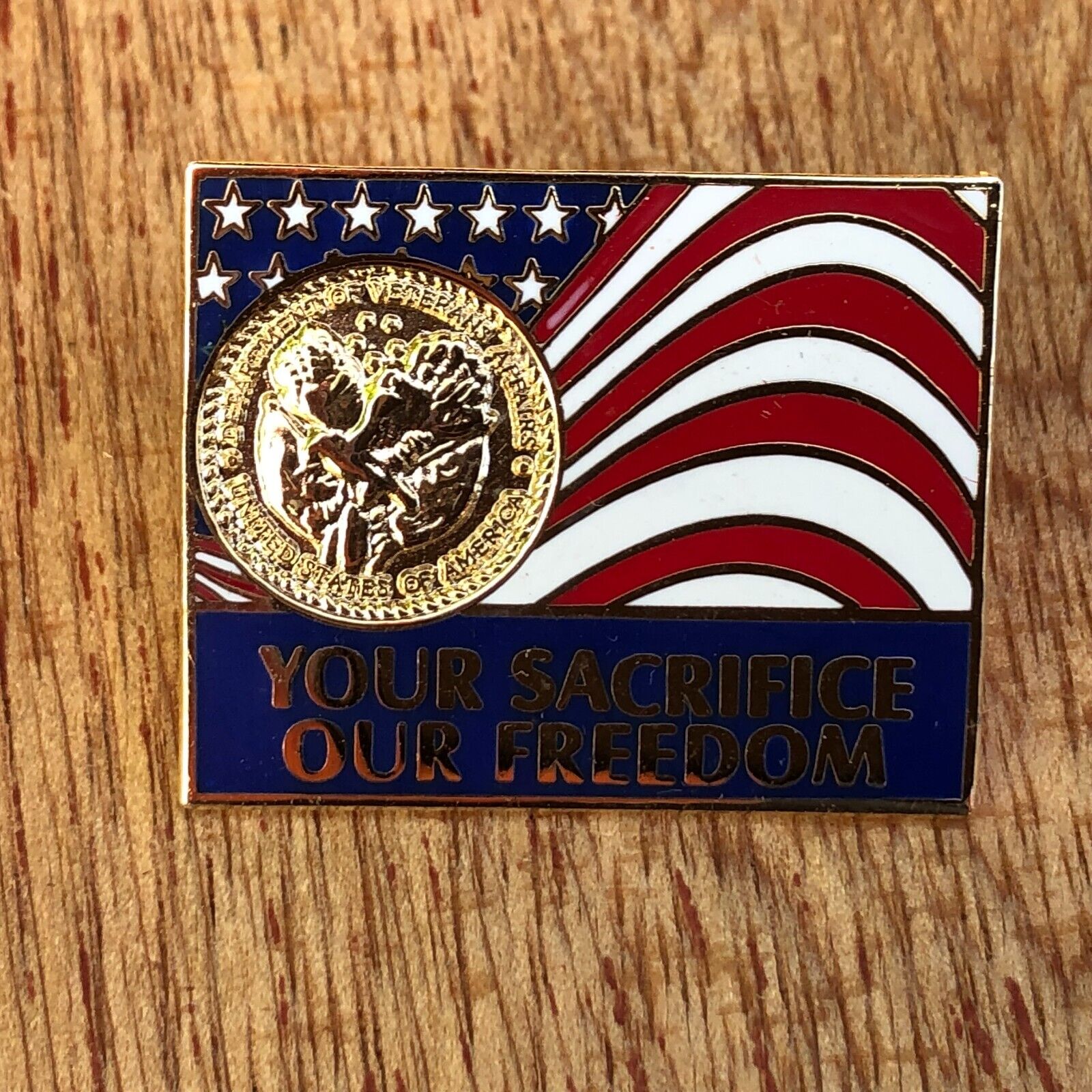 Your Service Our Freedom Veterans Lapel Hat Pin Stars + Stripes Patriotic Q7