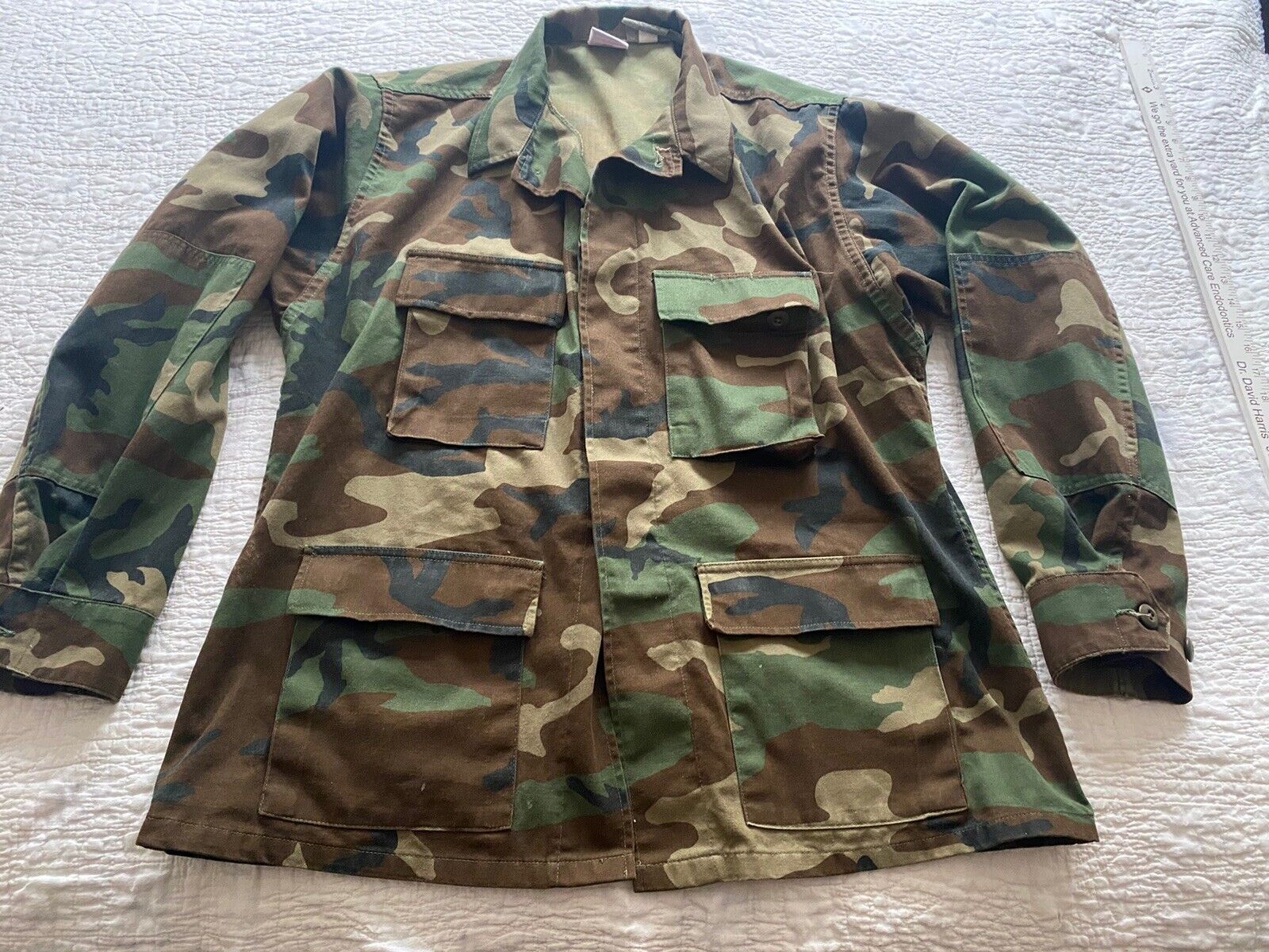 US Army Jacket Mens Large Woodland Camo Cold Weather Coat 8415-01-084-1656 EUC