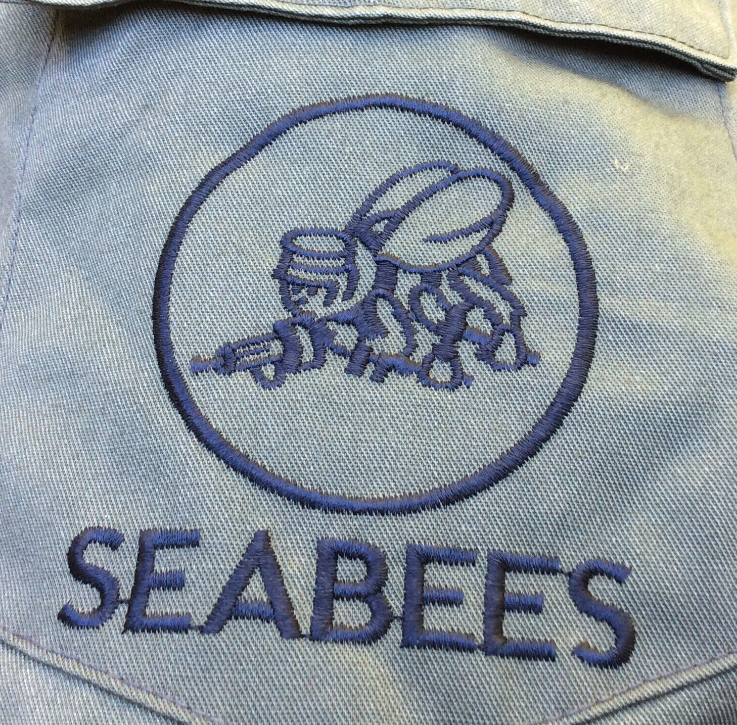 US Navy Seabees Embroidered  15-1/2x33 OG 507 Utility Top or Shirt