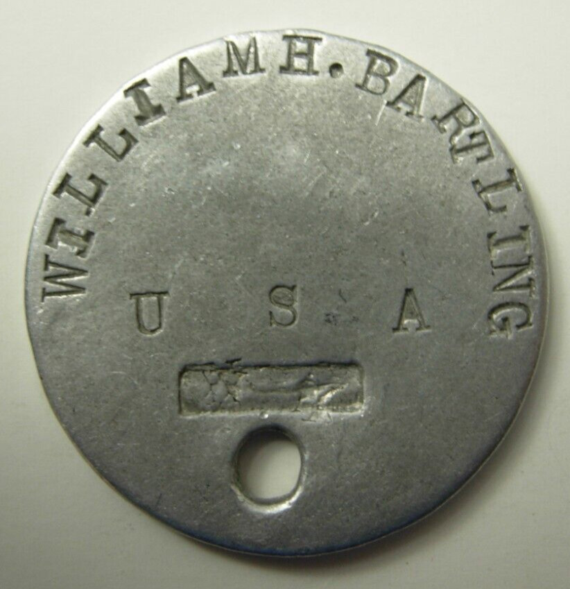 WW1 US Army Dog Tag - WILLIAM H. BARTLING U.S.A. 936689  XB