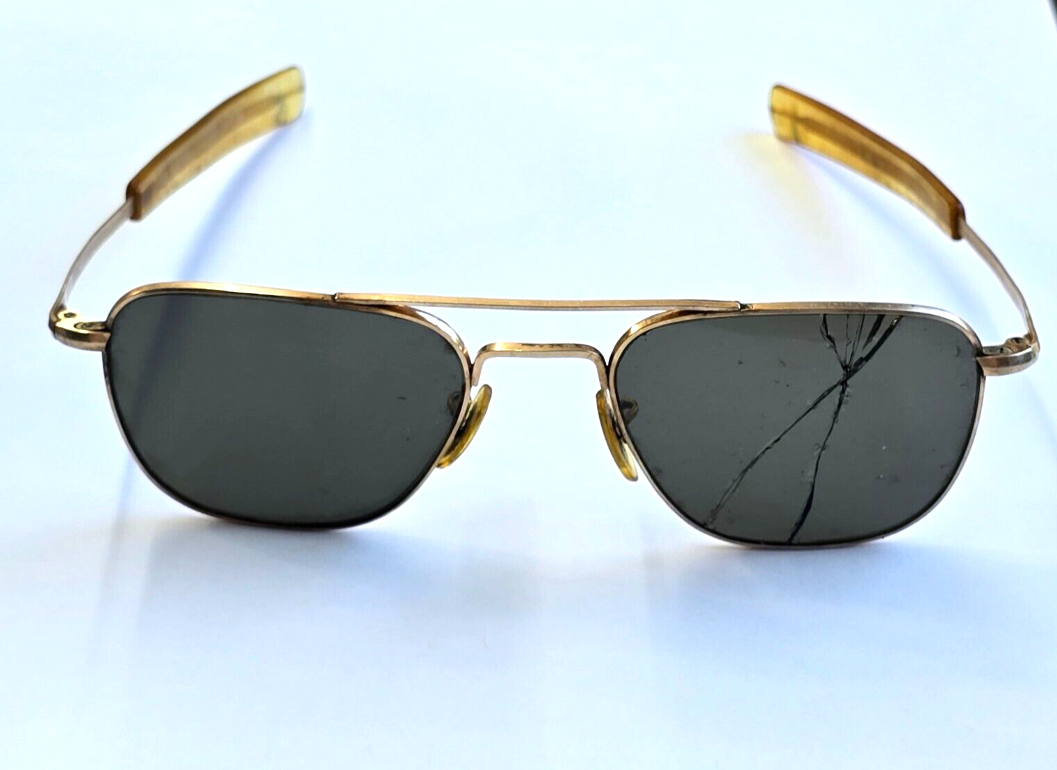 Vintage American Optical 1/10 12K GF Gold Filled Pilot Sunglasses 5 1/2