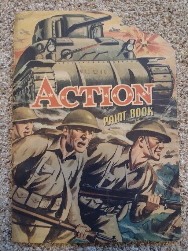 Vintage WWII Collectible Child\'s Action Paint Book, 1943, by Samuel Lowe Co. USA
