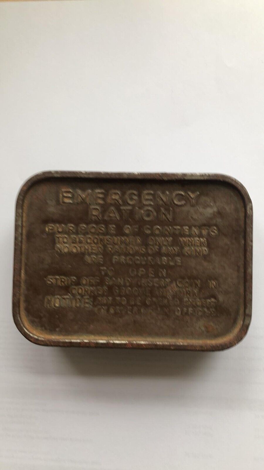 World War 2 Emergency Ration Tin (Empty) Vintage